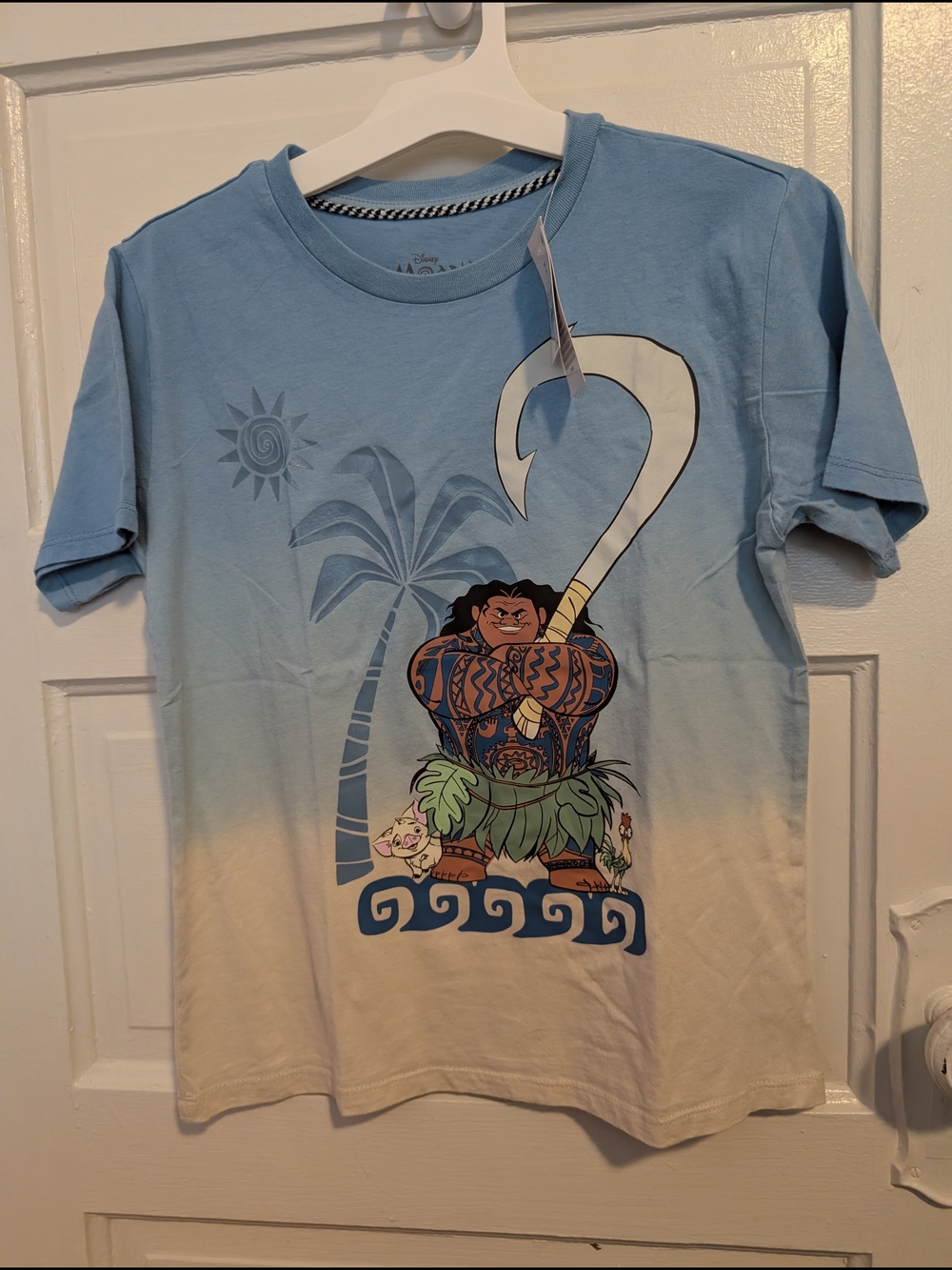 Disney Moana Kids' Blue Ombre Maui Graphic Tee Cotton Back To School